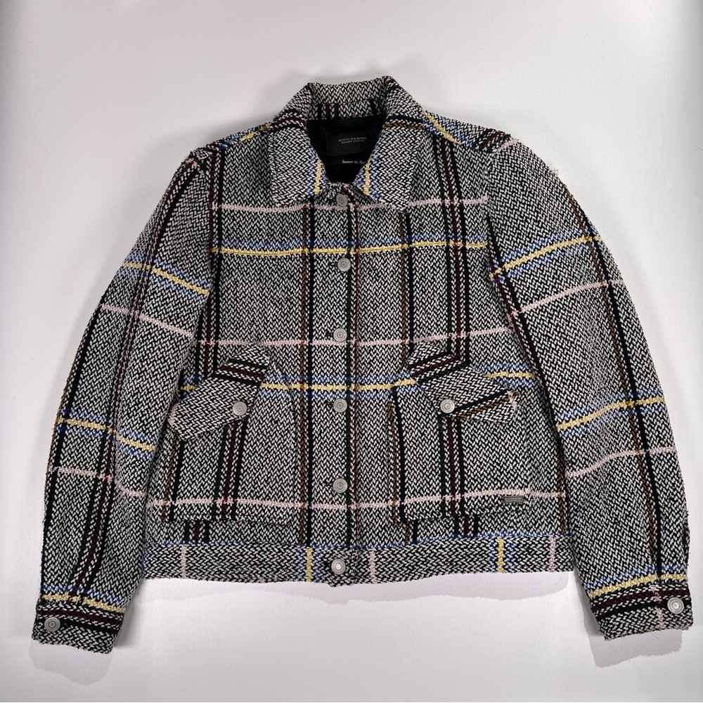 Scotch & Soda Women’s Cropped Plaid Jacket Button Front L - Picture 2 of 12